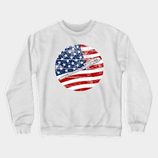 Bass Flute USA Flag Flutist Musician 4th July Crewneck Sweatshirt